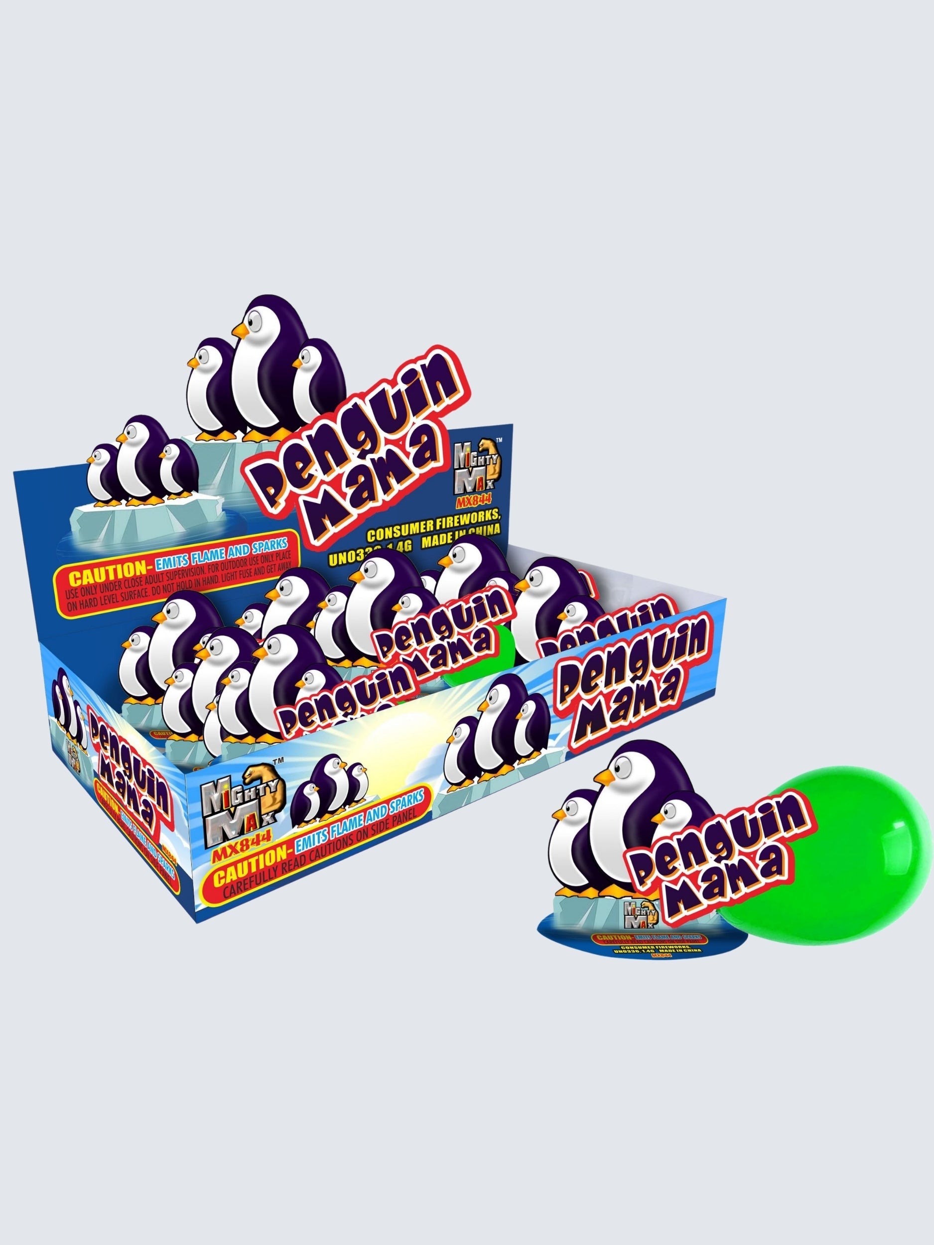 Penguin Mama | Paper-craft Penguin Shape Fountain Ground Novelty w/ a Popping Balloon