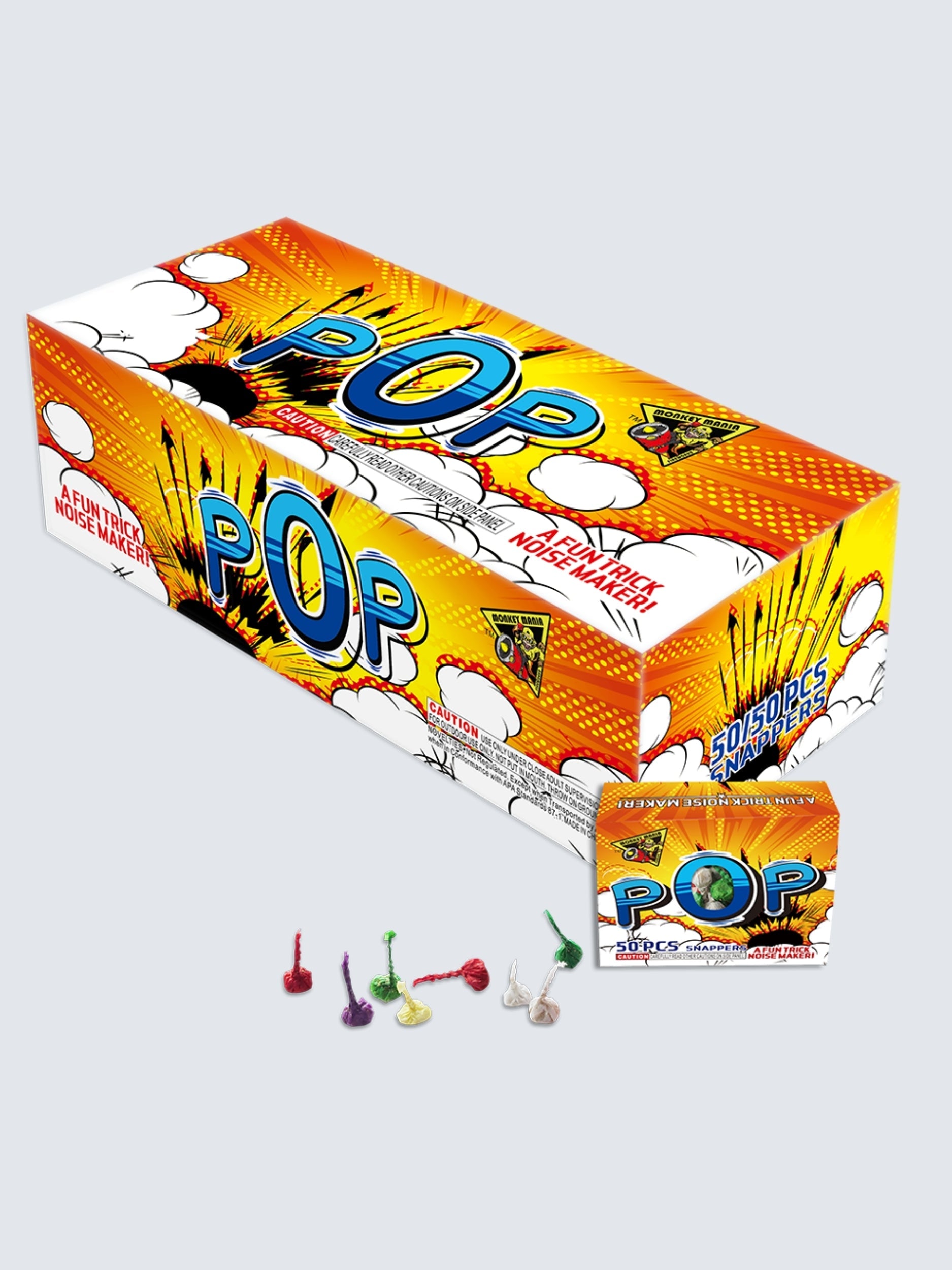 Pop by Monkey Mania | 50 Shot Single Snap Noisemaker Novelty