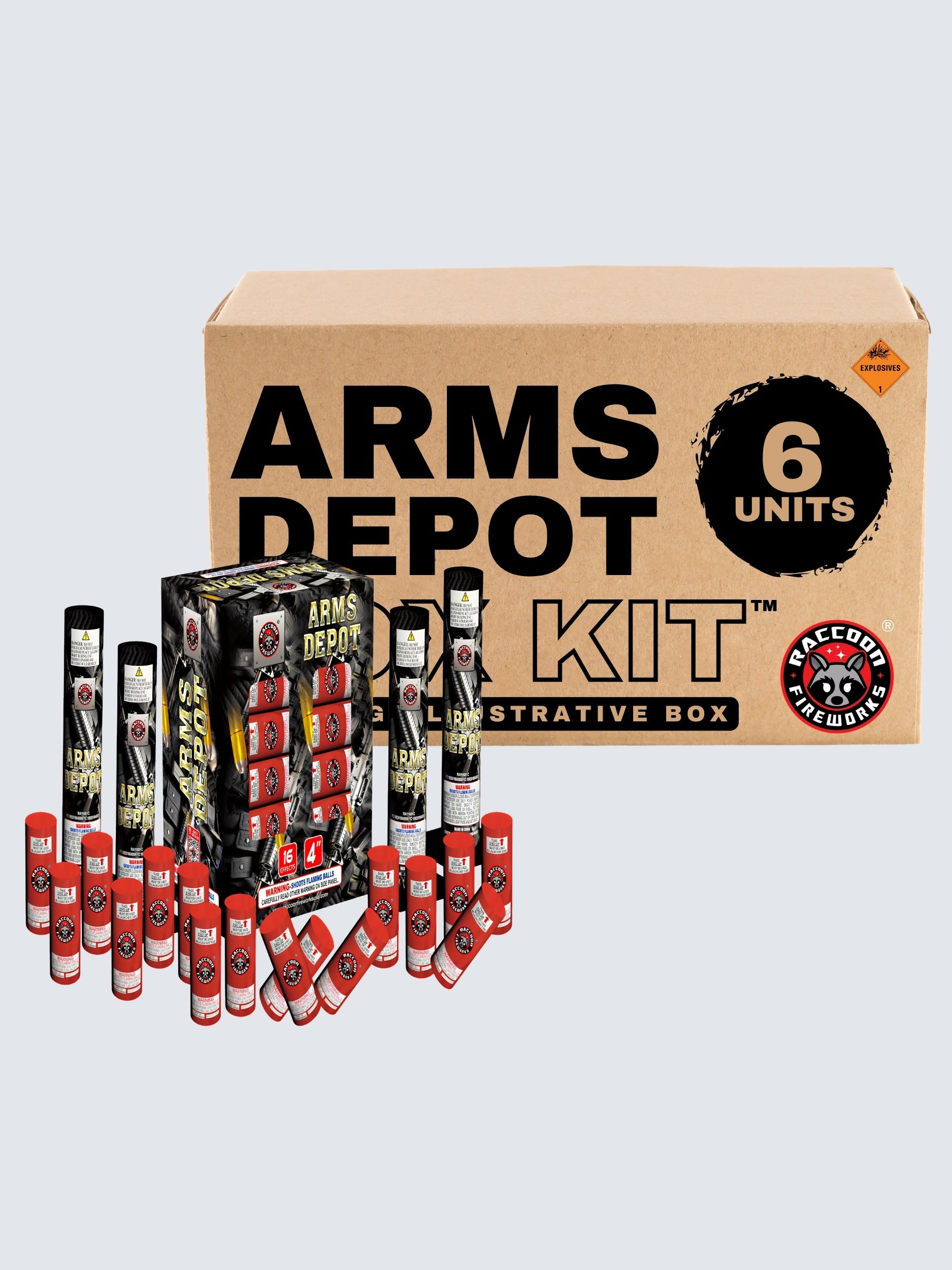 Arms Depot | 16 Break Artillery Shell by Raccoon Fireworks -Shop Online for Large Canister Kit™ at Elite Fireworks!