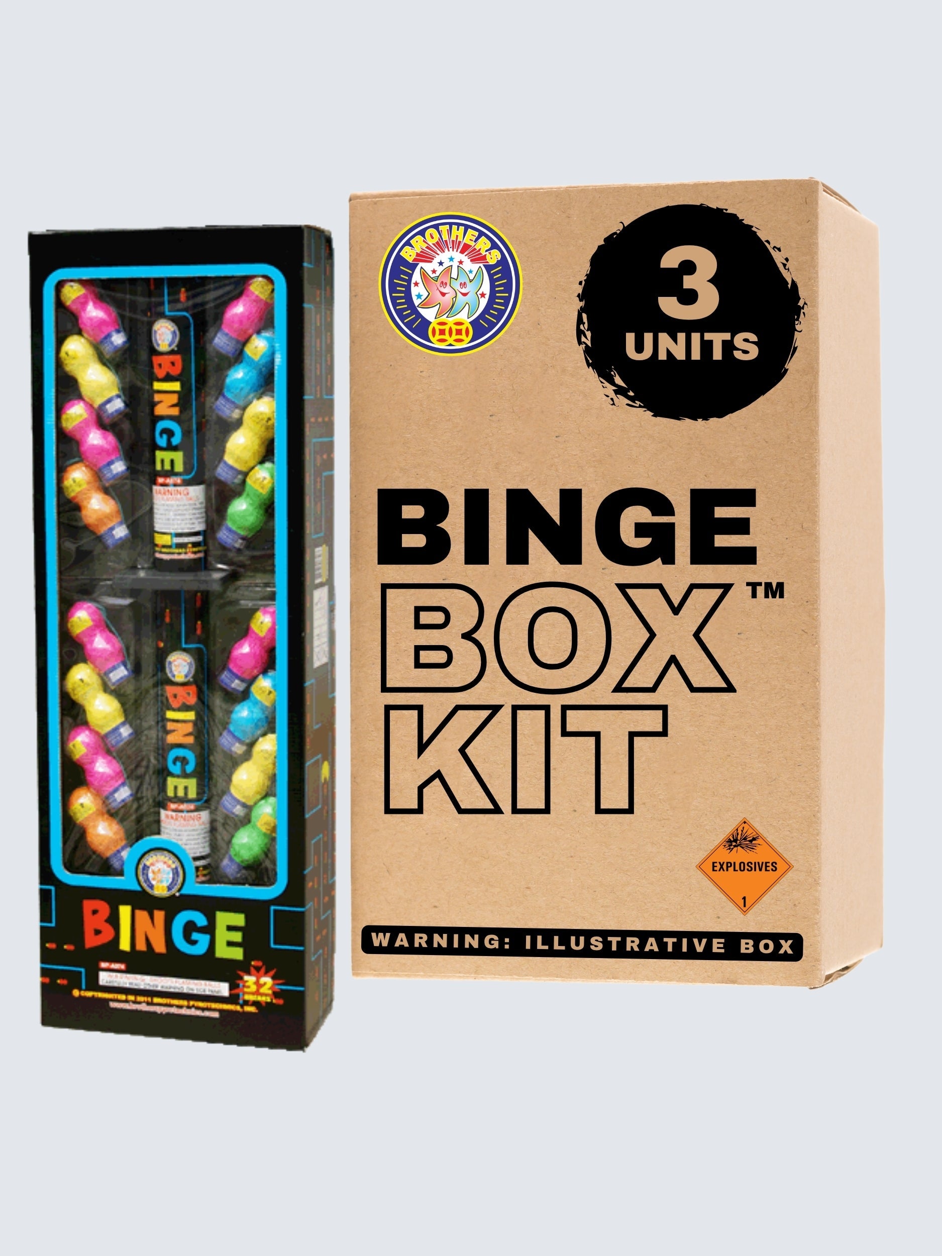 Binge | 32 Break Artillery Shell by Brothers Pyrotechnics -Shop Online for Multi-Ball Kit™ at Elite Fireworks!