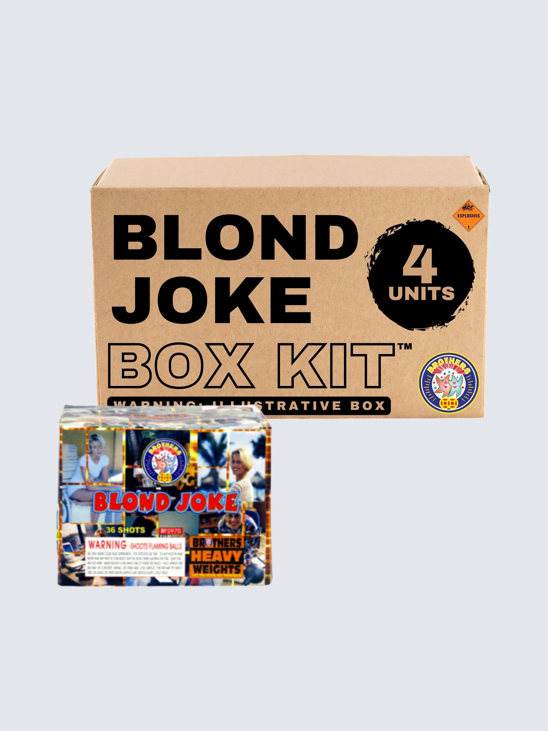 Blond Joke | 36 Shot Aerial Repeater by Brothers Pyrotechnics -Shop Online for X-tra Large Cake™ at Elite Fireworks!