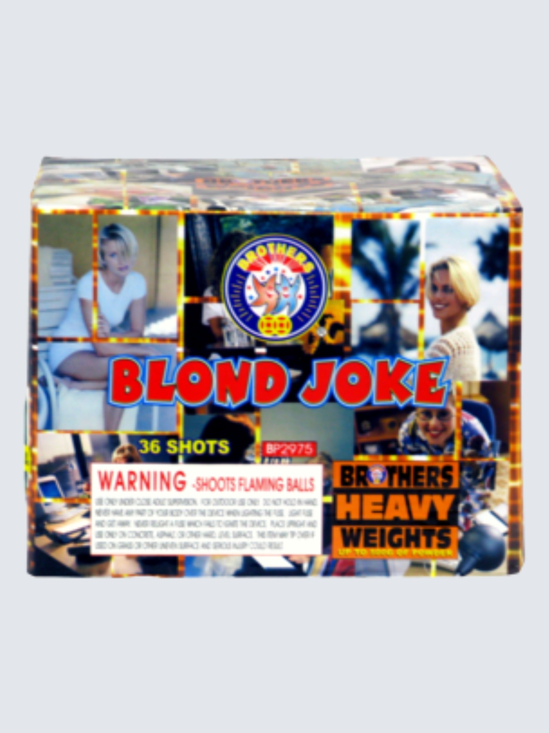 Blond Joke | 36 Shot Aerial Repeater by Brothers Pyrotechnics -Shop Online for X-tra Large Cake™ at Elite Fireworks!