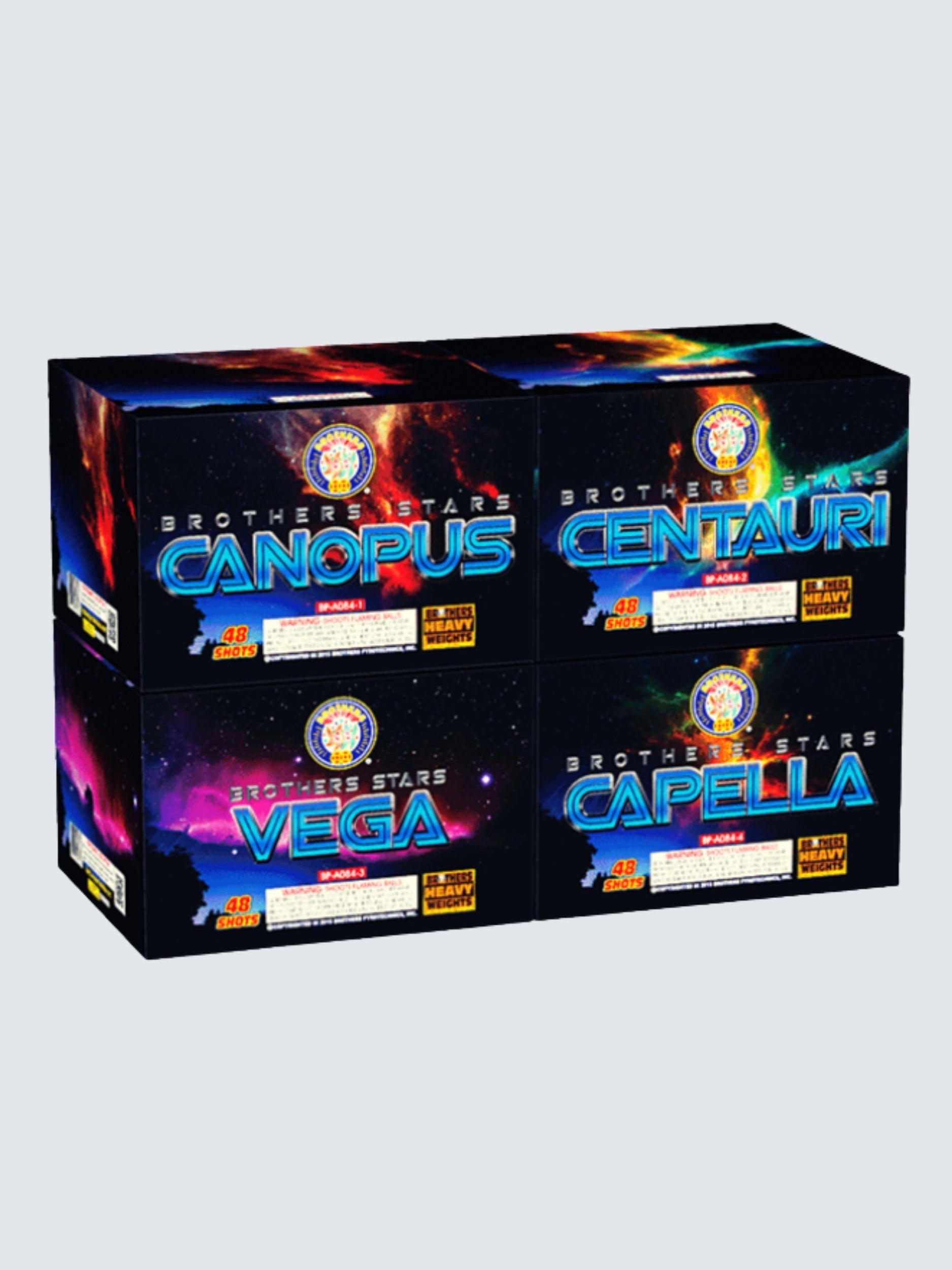 Brothers Stars | 192 Shot Box Kit™ - Canopus - Capella - Centauri - Vega by Brothers Pyrotechnics -Shop Online for X-tra Large Cake™ at Elite Fireworks!