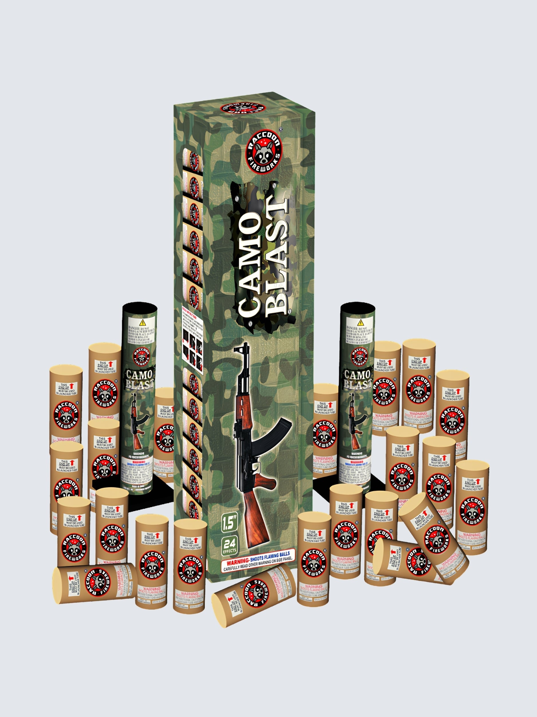 Camo Blast | 24 Break Artillery Shell by Raccoon Fireworks -Shop Online for Large Canister Kit™ at Elite Fireworks!