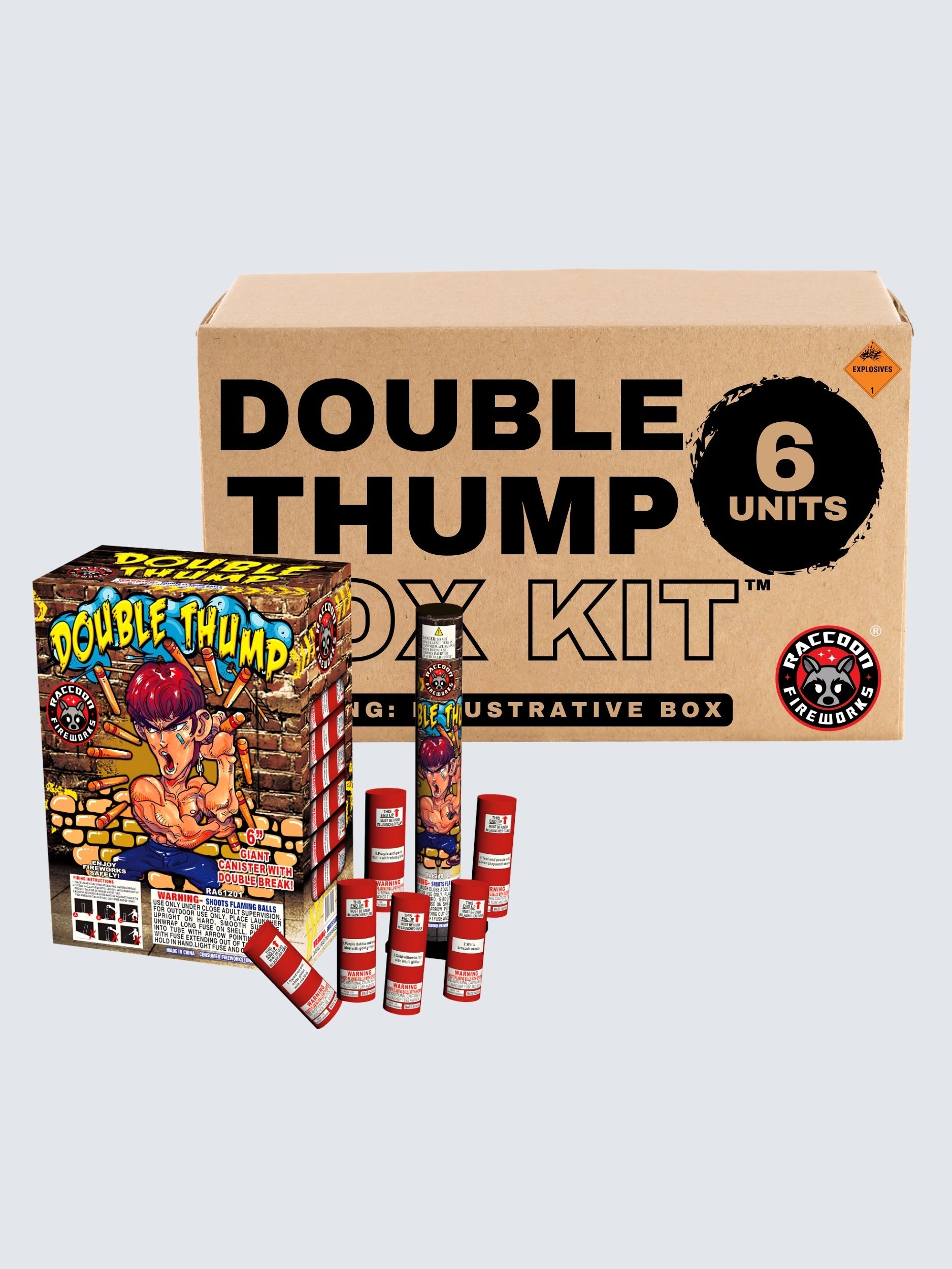 Double Thump | 24 Break Artillery Shell by Raccoon Fireworks -Shop Online for XX-tra Large Canister Kit™ at Elite Fireworks!