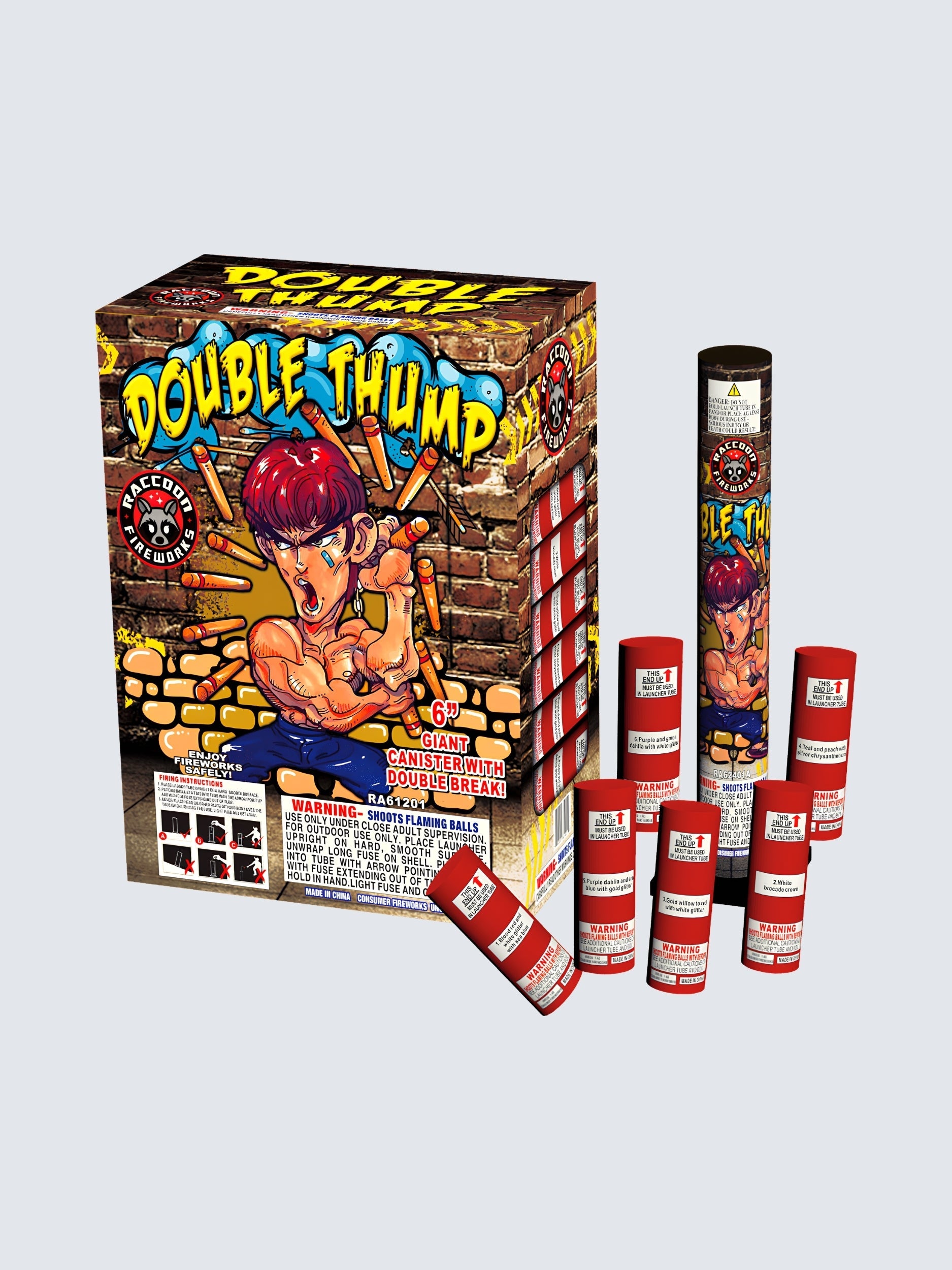 Double Thump | 24 Break Artillery Shell by Raccoon Fireworks -Shop Online for XX-tra Large Canister Kit™ at Elite Fireworks!