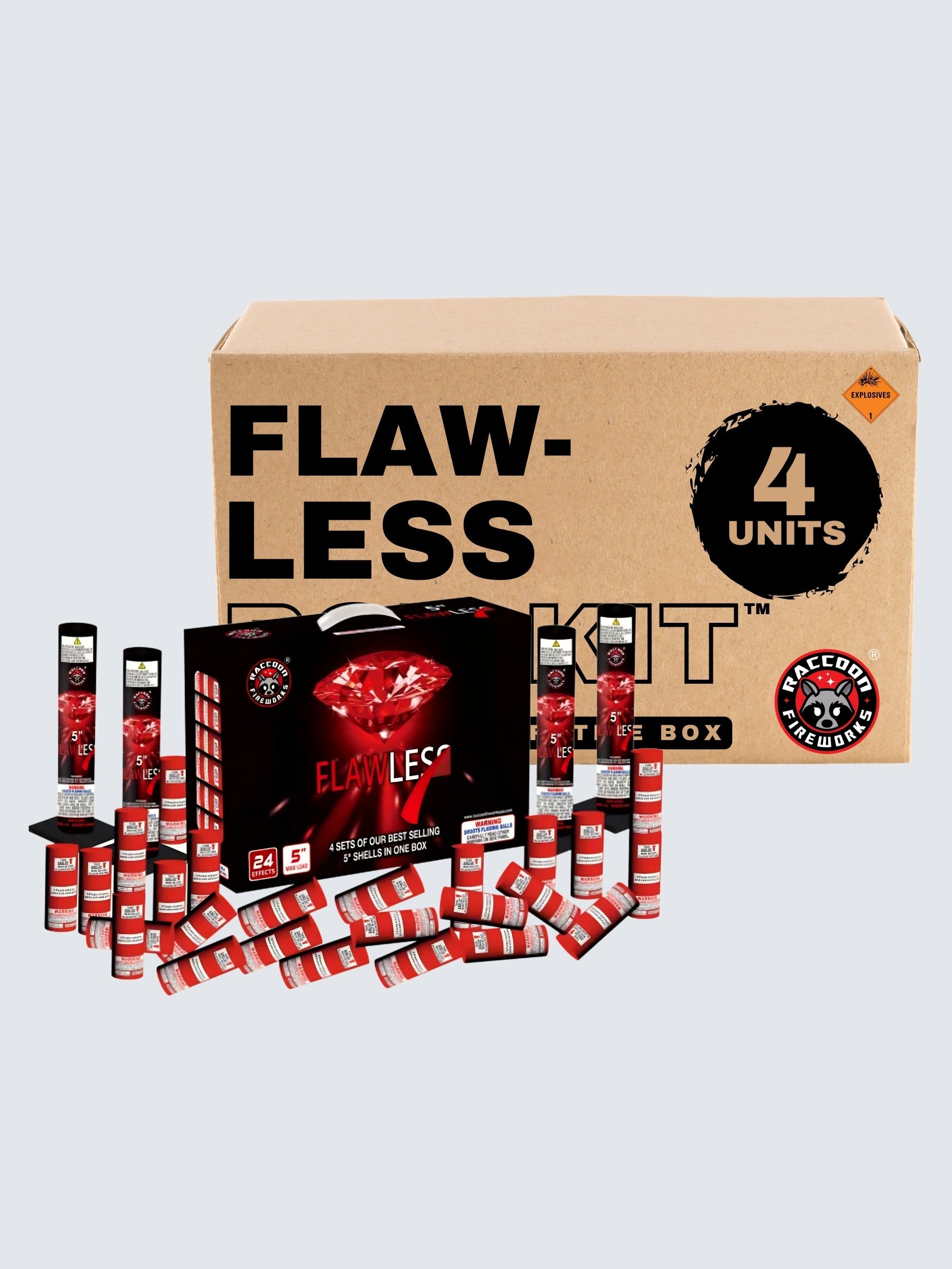 Flawless | 24 Break Artillery Shell by Raccoon Fireworks -Shop Online for X-tra Large Canister Kit™ at Elite Fireworks!