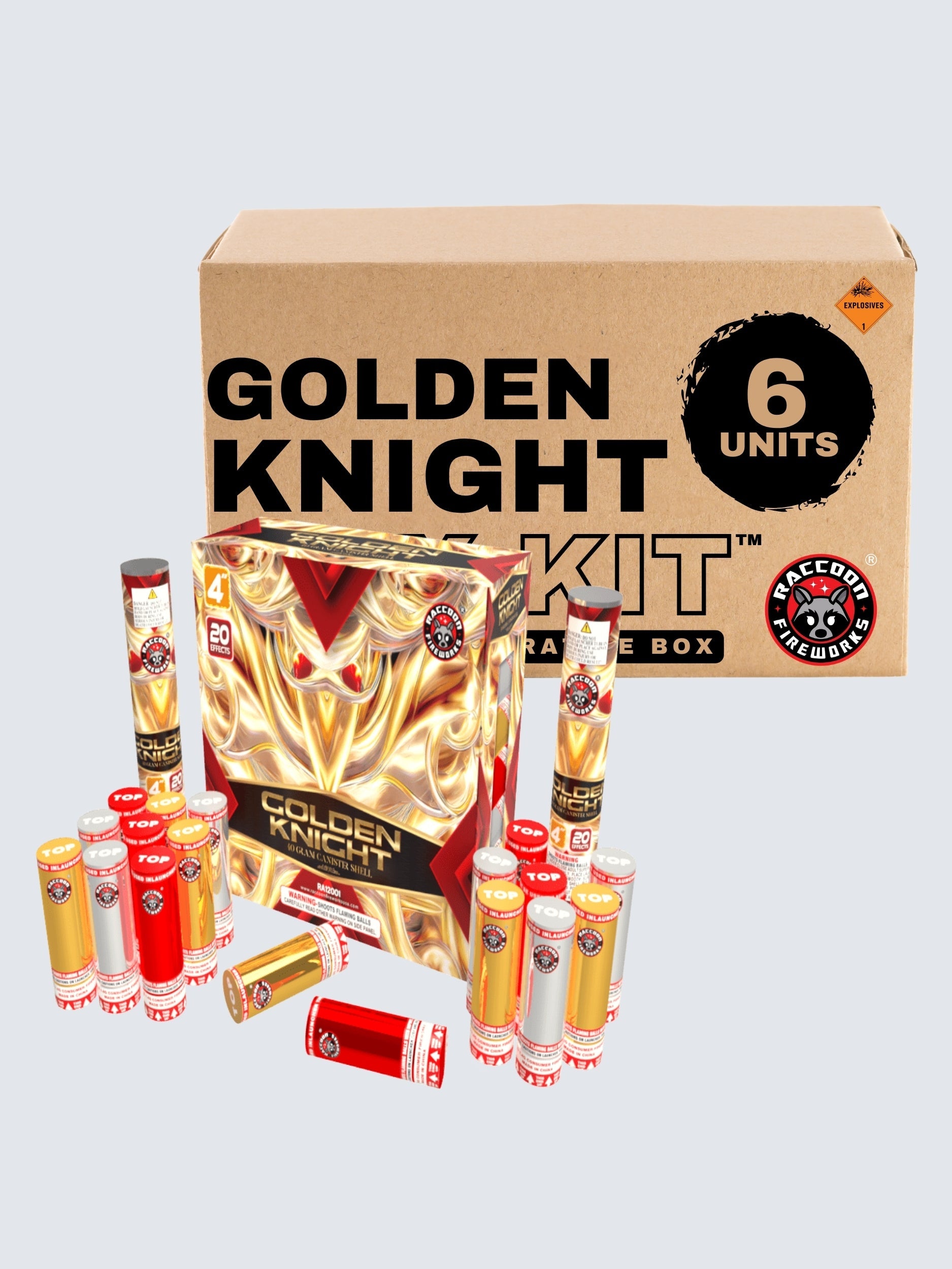 Golden Knight | 20 Break Artillery Shell by Raccoon Fireworks -Shop Online for Large Canister Kit™ at Elite Fireworks!