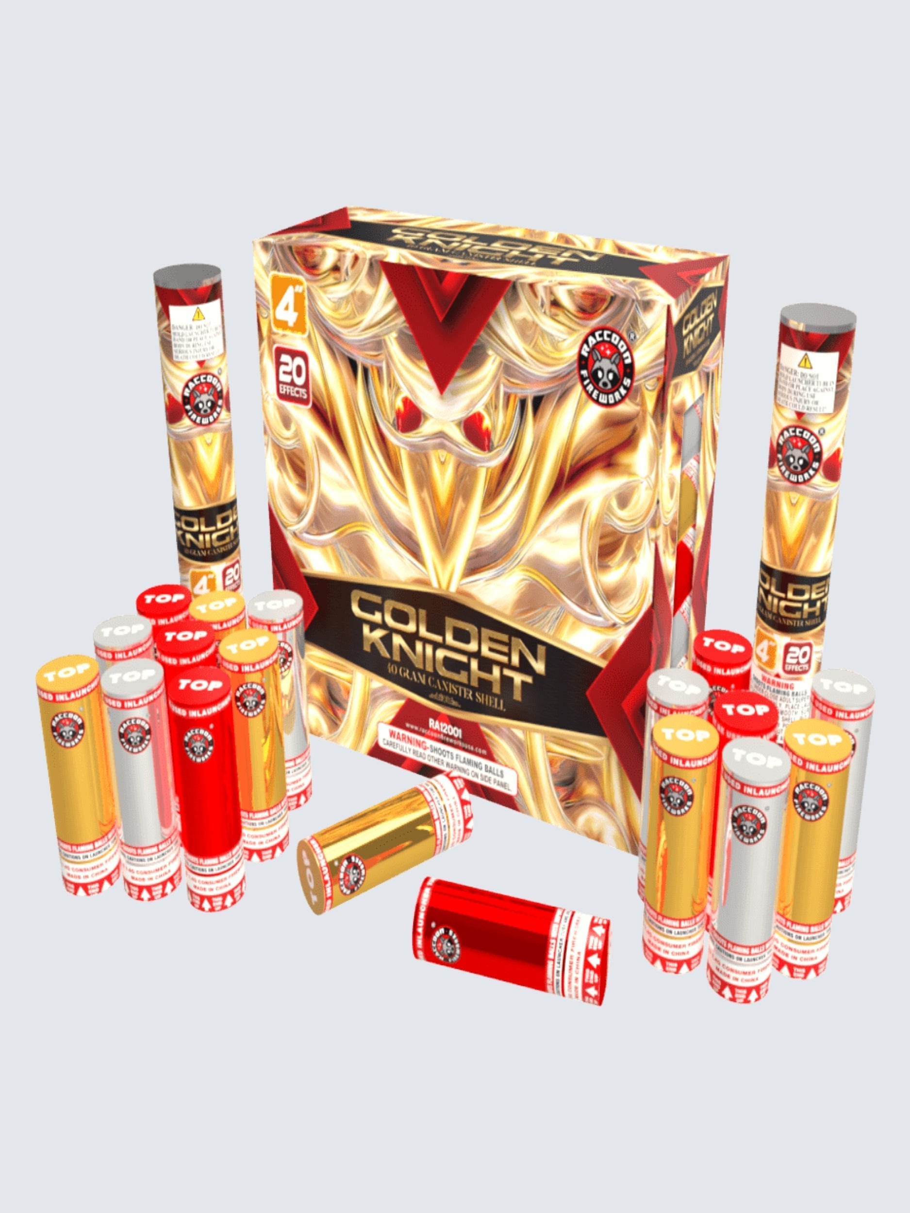 Golden Knight | 20 Break Artillery Shell by Raccoon Fireworks -Shop Online for Large Canister Kit™ at Elite Fireworks!