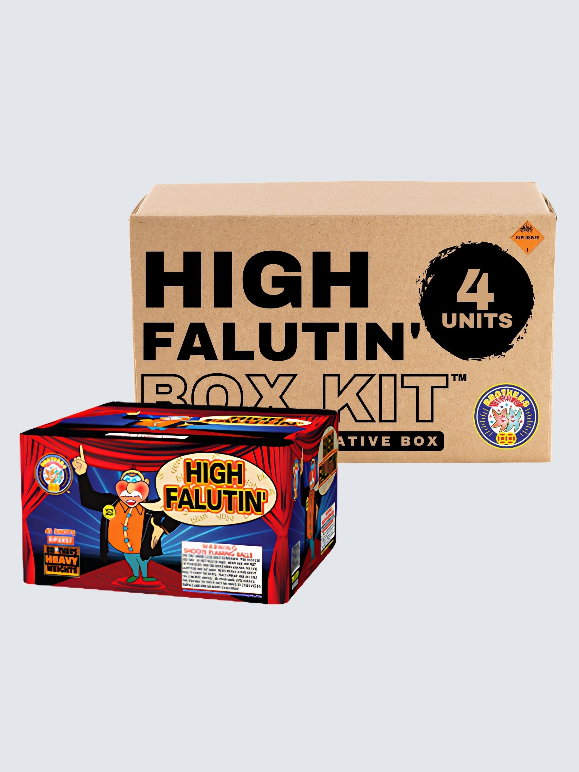 High Falutin’ | 49 Shot Aerial Repeater by Brothers Pyrotechnics -Shop Online for X-tra Large Cake™ at Elite Fireworks!