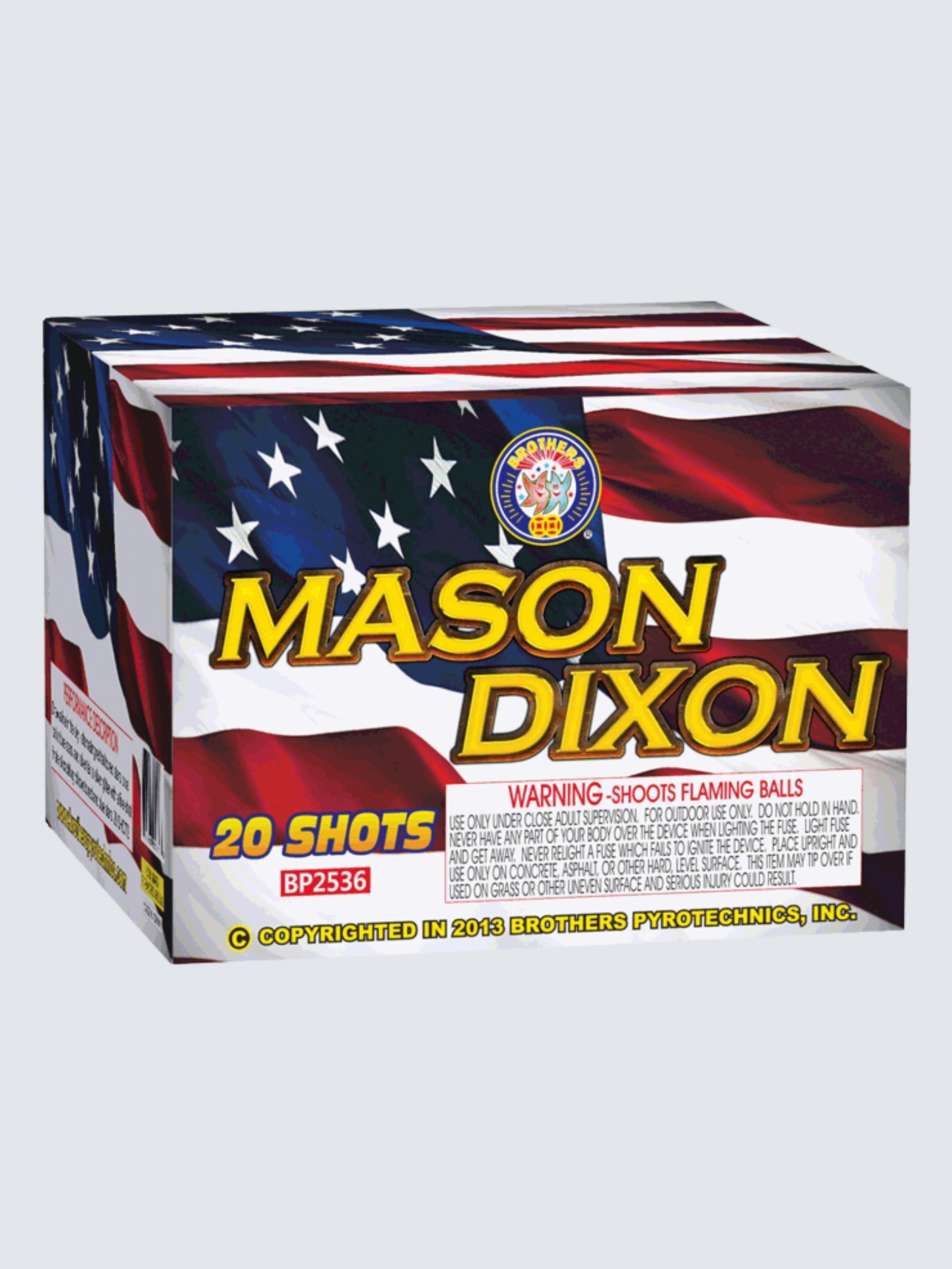 Mason Dixon | 20 Shot Aerial Repeater by Brothers Pyrotechnics -Shop Online for Large Cake at Elite Fireworks!