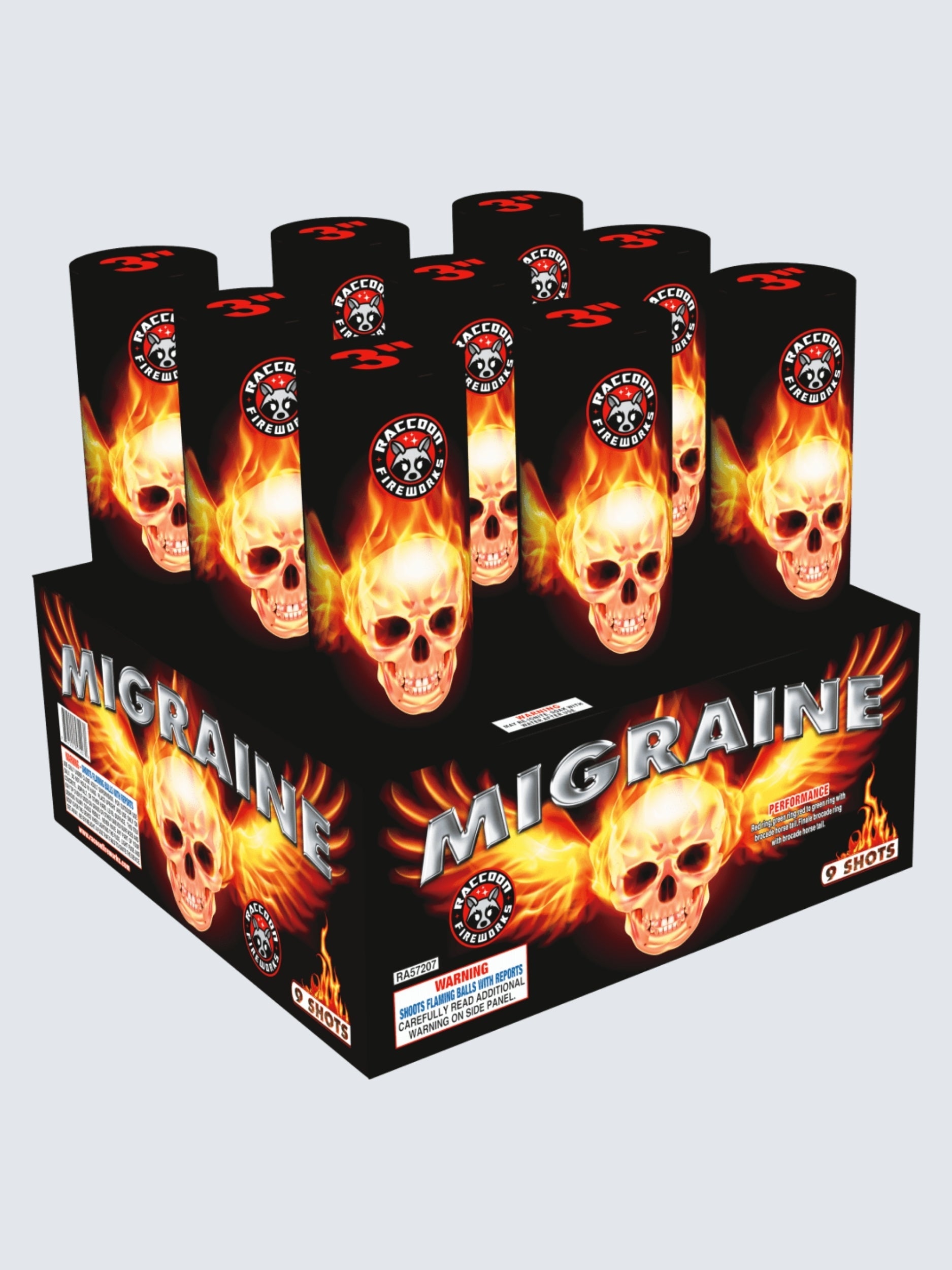 Migraine | 9 Shot Aerial Repeater by Raccoon Fireworks -Shop Online for NOAB Cake at Elite Fireworks!