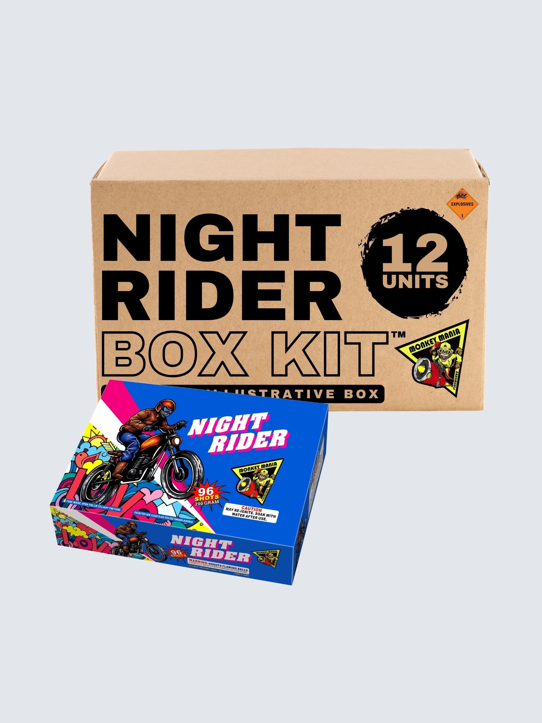 Night Rider | 96 Shot Aerial Repeater by Monkey Mania -Shop Online for Standard Cake at Elite Fireworks!