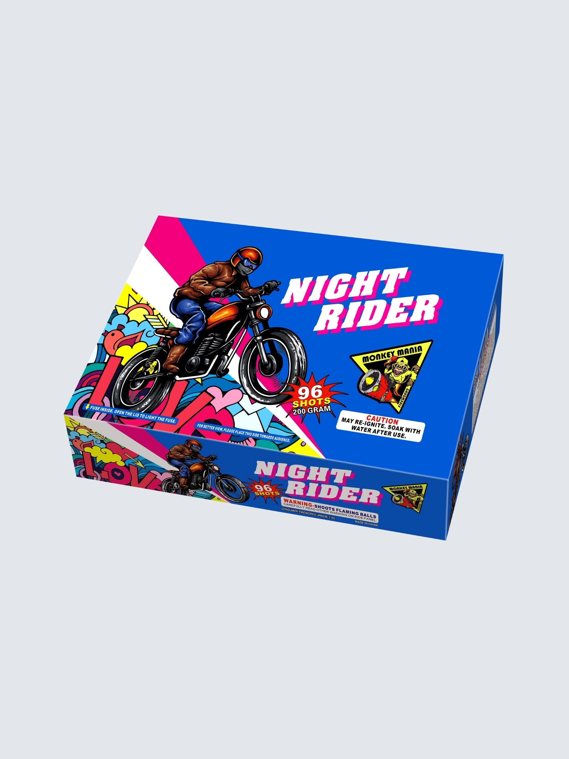 Night Rider | 96 Shot Aerial Repeater by Monkey Mania -Shop Online for Standard Cake at Elite Fireworks!