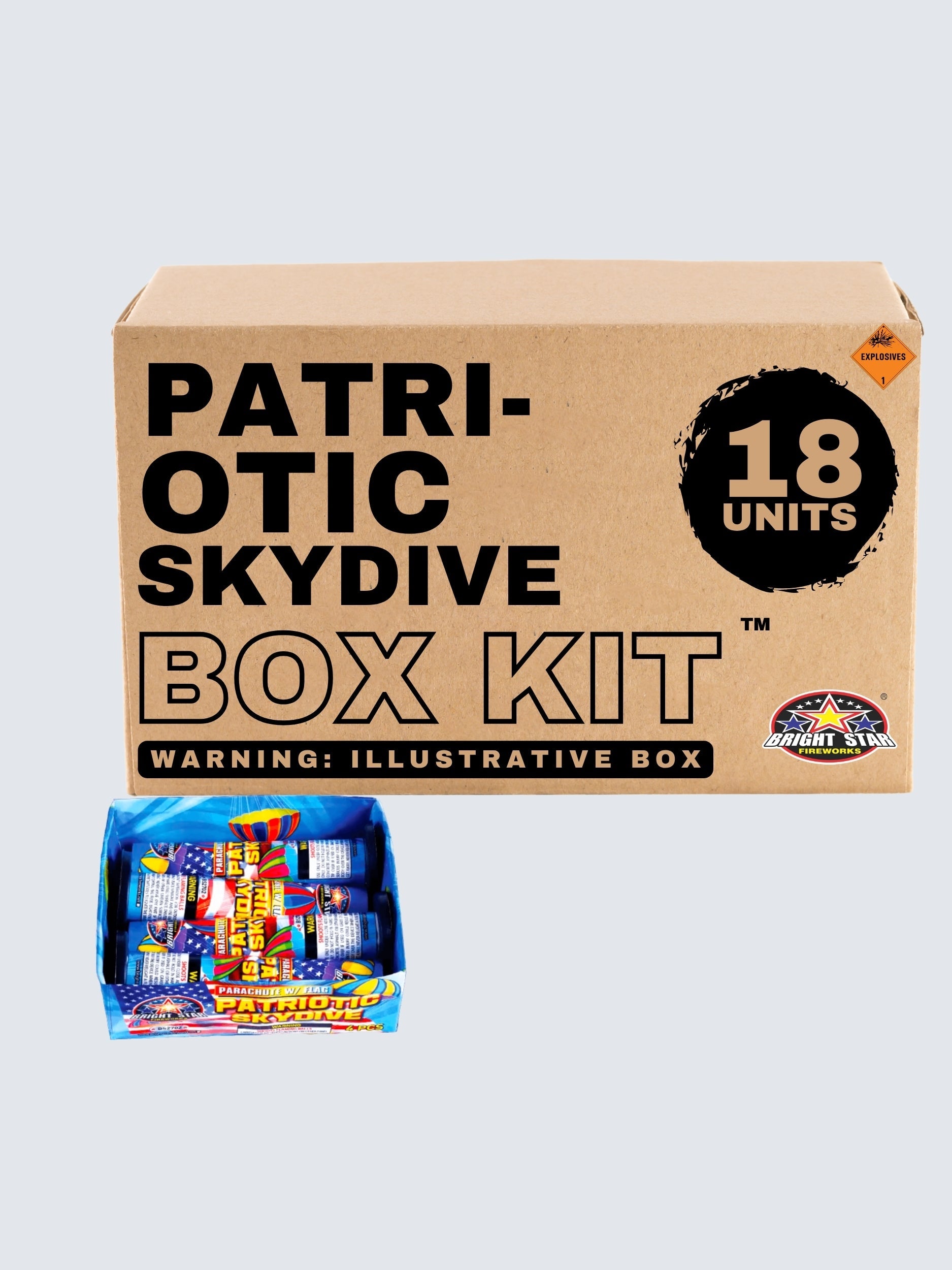 Patriotic Skydive | Single Shot Daytime Parachute by Bright Star Fireworks -Shop Online for Large Parachute at Elite Fireworks!
