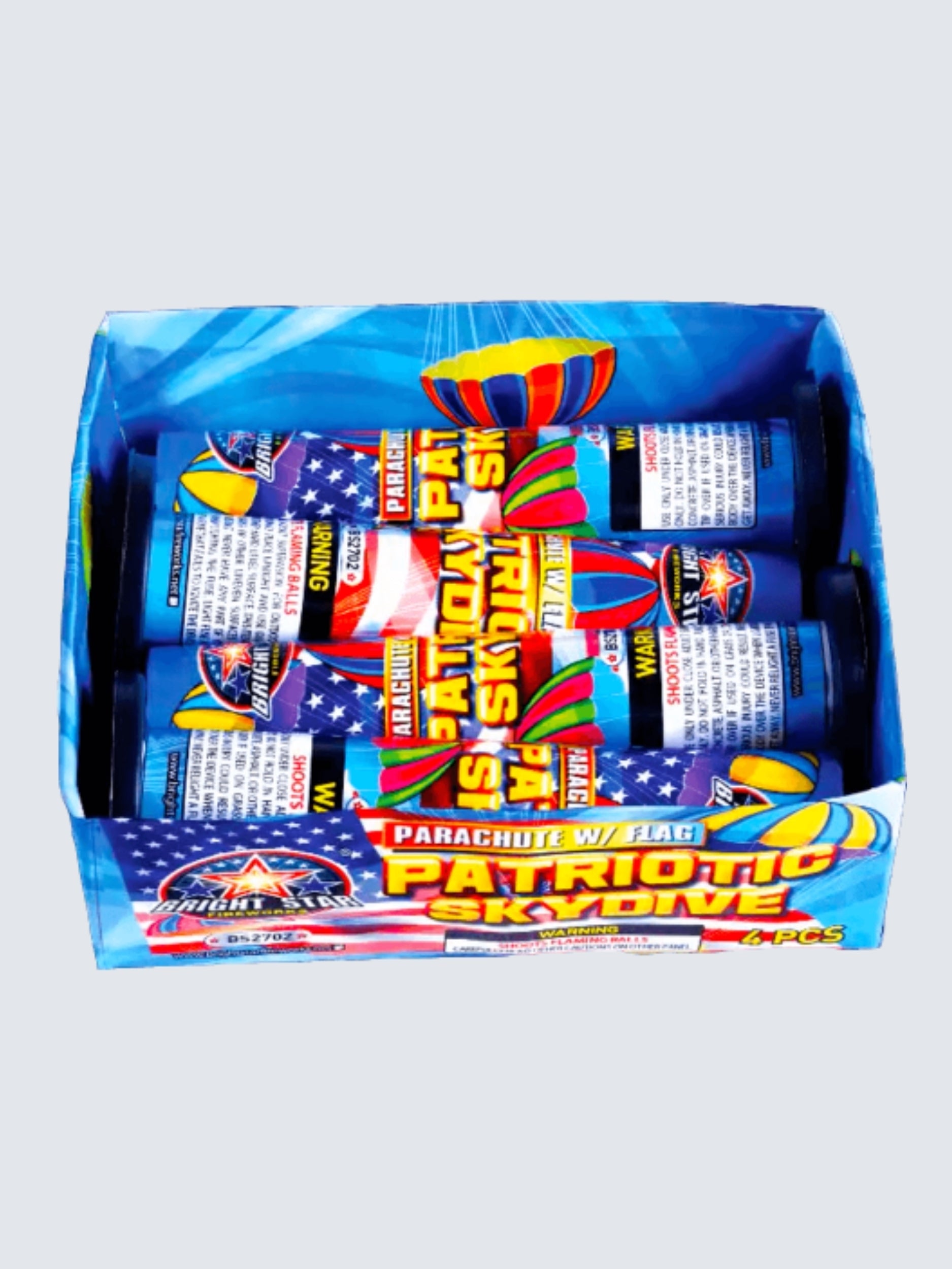 Patriotic Skydive | Single Shot Daytime Parachute by Bright Star Fireworks -Shop Online for Large Parachute at Elite Fireworks!