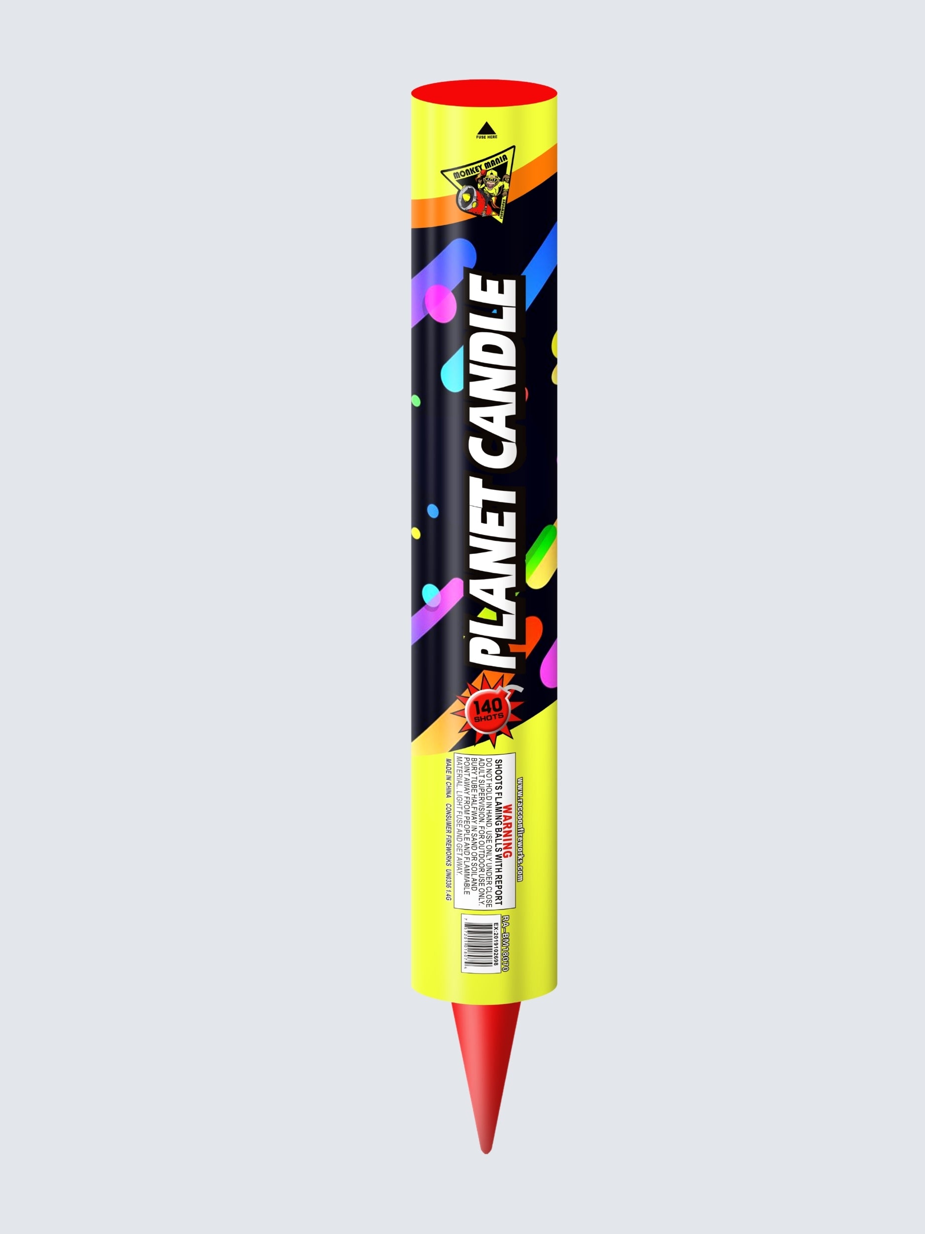 Planet Candle | 140 Shot Barrage Candle by Monkey Mania -Shop Online for X-tra Large Candle™ at Elite Fireworks!