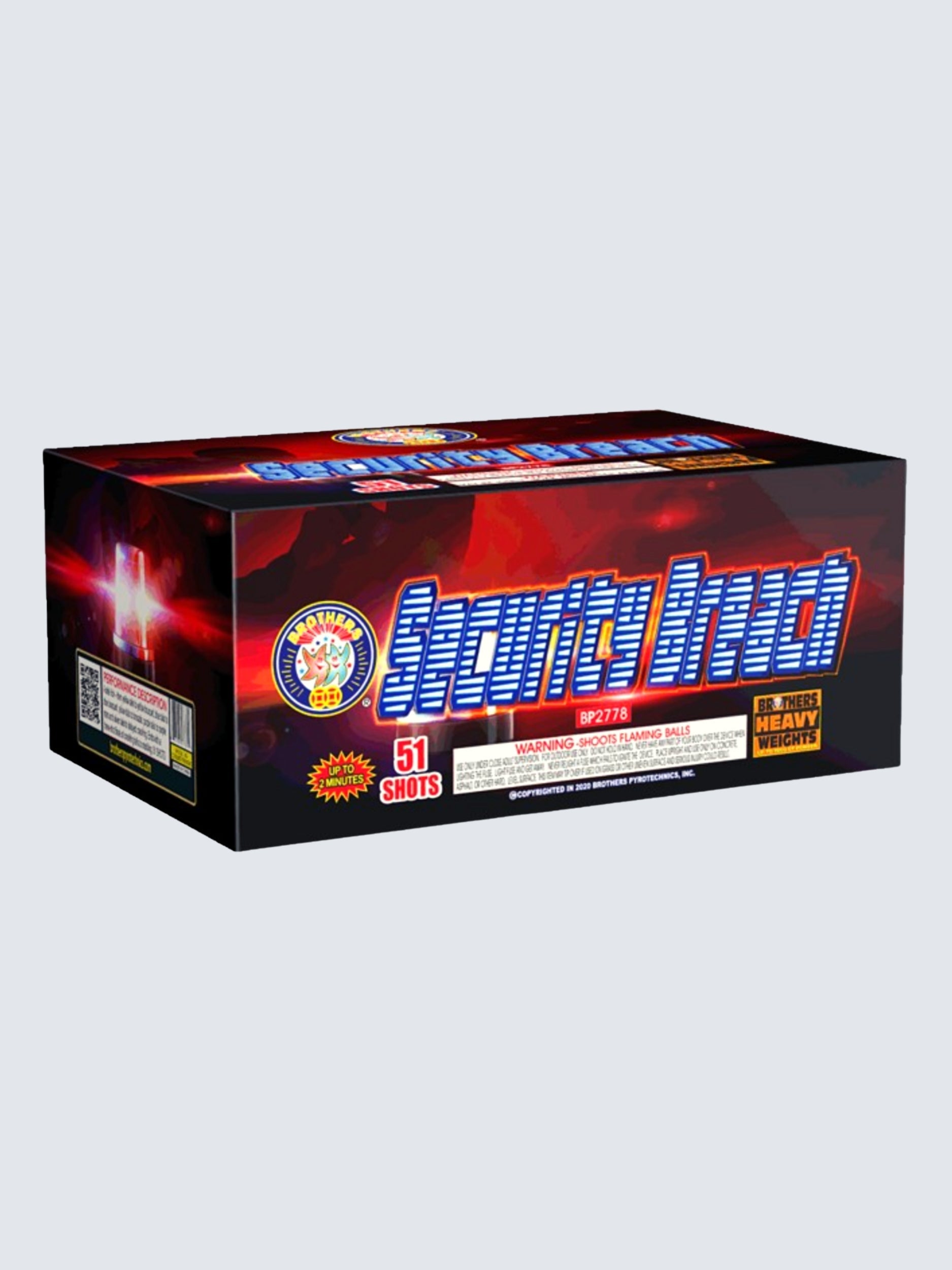 Security Breach | 51 Shot Aerial Repeater by Brothers Pyrotechnics -Shop Online for X-tra Large Cake™ at Elite Fireworks!
